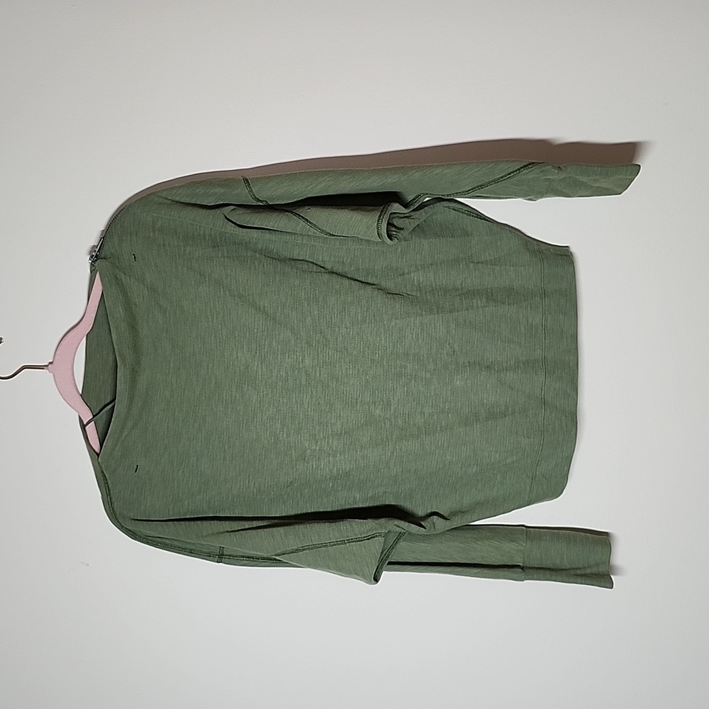 We The Free Nikala Top Olive Green Zipper Detail Shoulder Bateau Neckline Small